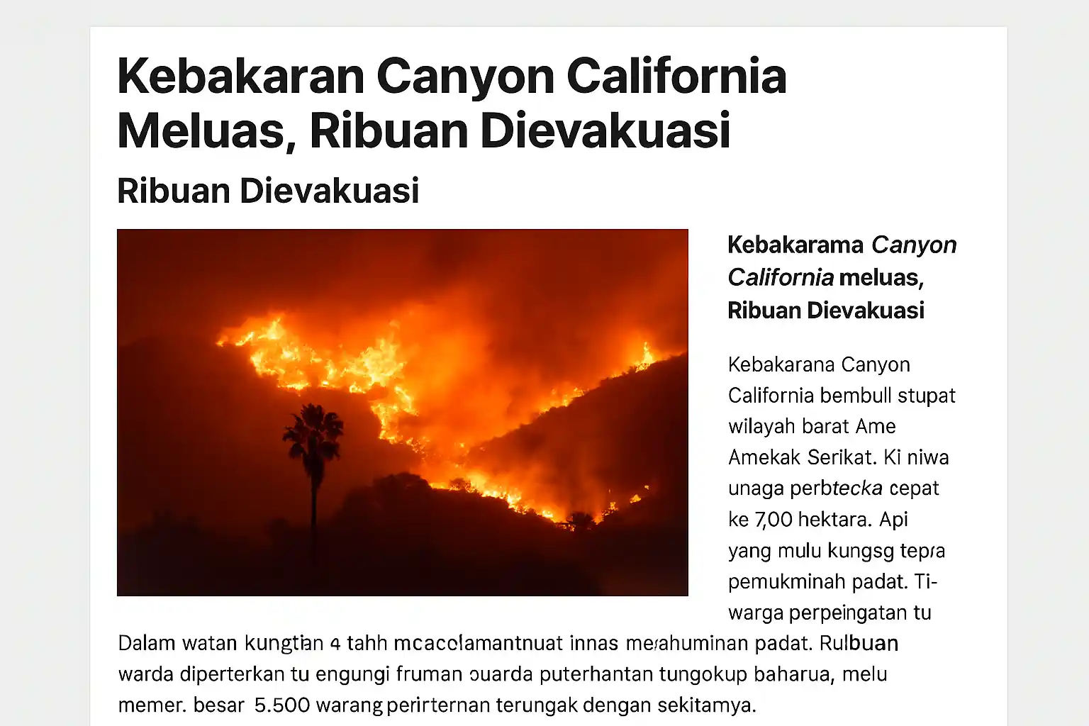 Kebakaran canyon california meluas, ribuan dievakuasi