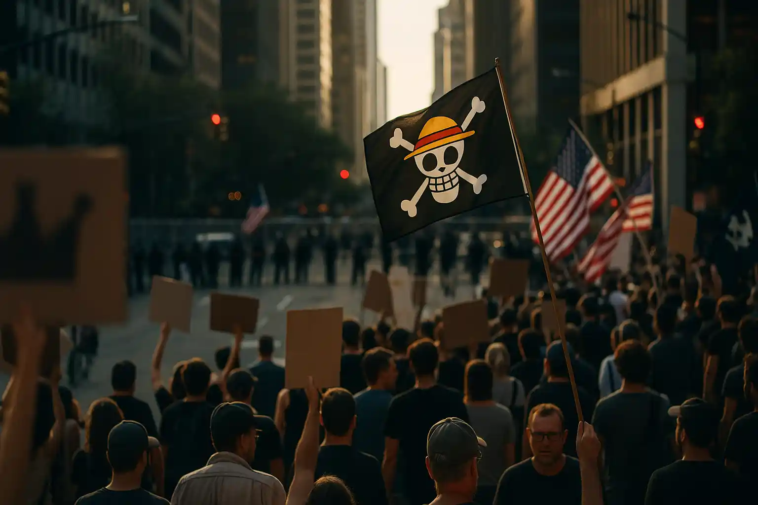 Demo no kings as kibarkan bendera one piece